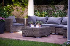 Luksusowi rattan ogródu furnitures obrazy royalty free Luksusowi rattan ogródu furnitures obrazy royalty free