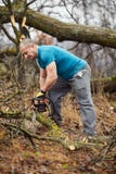 Lumberjack pracuje z piłą łańcuchową fotografia royalty free Lumberjack pracuje z piłą łańcuchową fotografia royalty free
