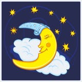 Luna que duerme con las estrellas en el cielo nocturno libre illustration Luna que duerme con las estrellas en el cielo nocturno libre illustration