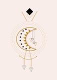 Luna y diamantes en una composición geométrica ilustración del vector Luna y diamantes en una composición geométrica ilustración del vector