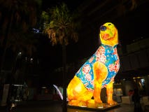 Lunar Lantern `The Dog` is zodiac symbol of Dog will be illuminated from dusk at Circular Quay by Artist Song Ling. stock photos Lunar Lantern `The Dog` is zodiac symbol of Dog will be illuminated from dusk at Circular Quay by Artist Song Ling. stock photos