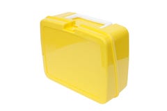 Lunchbox di plastica giallo fotografia stock libera da diritti Lunchbox di plastica giallo fotografia stock libera da diritti