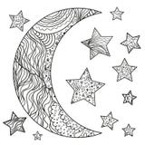 Lune et étoile de Zentangle avec les modèles abstraits illustration libre de droits Lune et étoile de Zentangle avec les modèles abstraits illustration libre de droits