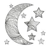 Lune et étoile de Zentangle avec les modèles abstraits illustration de vecteur Lune et étoile de Zentangle avec les modèles abstraits illustration de vecteur