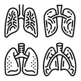 Lung icon set, outline style stock illustration Lung icon set, outline style stock illustration