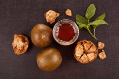 Luo Han Guo-het fruit van de akamonnik royalty-vrije stock afbeeldingen Luo Han Guo-het fruit van de akamonnik royalty-vrije stock afbeeldingen