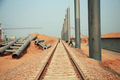 Luoyang LongMen Railway Station construction project in Zhengxi high speed railway stock image Luoyang LongMen Railway Station construction project in Zhengxi high speed railway stock image