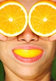 Lustige Gesundheit und orange Konzept Lustige Gesundheit und orange Konzept