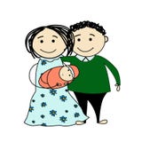 Lustige Skizze einer glücklichen Familie lizenzfreie abbildung Lustige Skizze einer glücklichen Familie lizenzfreie abbildung
