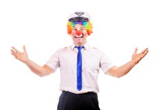 Lustiger netter Pilot im Clownkost?m stockfotografie Lustiger netter Pilot im Clownkost?m stockfotografie