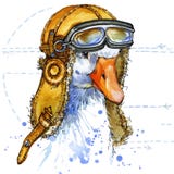 Lustiges Gansflieger-Hutaquarell Modedruck vektor abbildung Lustiges Gansflieger-Hutaquarell Modedruck vektor abbildung