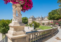 Luxembourg gardens in Paris with Palace in the distance. royalty free stock images Luxembourg gardens in Paris with Palace in the distance. royalty free stock images
