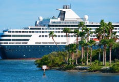 Luxury cruise ship cruising by island stock photography Luxury cruise ship cruising by island stock photography