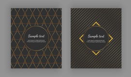 Luxury elegant cover with geometric designs and trendy gold lines on the black background . Vector illustration. Template for pack stock illustration Luxury elegant cover with geometric designs and trendy gold lines on the black background . Vector illustration. Template for pack stock illustration