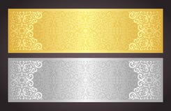 Luxury golden and silver gift certificate in vinta stock illustration Luxury golden and silver gift certificate in vinta stock illustration