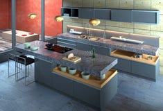Luxury modern kitchen interior