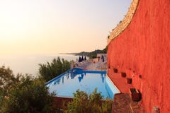 Luxury pool along the coast on Zakynthos Island - Greece royalty free stock image Luxury pool along the coast on Zakynthos Island - Greece royalty free stock image
