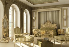 Luxury Rococo Bedroom. Royalty Free Stock Image Luxury Rococo Bedroom. Royalty Free Stock Image
