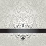 Luxury silver floral wallpaper pattern with black