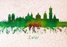 Lviv Ukraina linia horyzontu ilustracji Lviv Ukraina linia horyzontu ilustracji