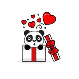 Lycklig panda inom den öppna gåvaasken med flugahjärtor ocks? vektor f?r coreldrawillustration stock illustrationer Lycklig panda inom den öppna gåvaasken med flugahjärtor ocks? vektor f?r coreldrawillustration stock illustrationer