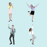 Lyckligt folk, glädjeman och kvinna vektor illustrationer Lyckligt folk, glädjeman och kvinna vektor illustrationer