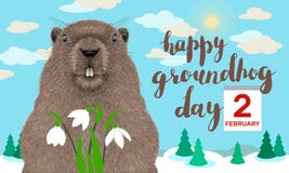 Lyckligt kort för hälsning för Groundhog dag royaltyfri illustrationer Lyckligt kort för hälsning för Groundhog dag royaltyfri illustrationer