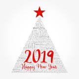 Lyckligt nytt år 2019, julordmoln stock illustrationer Lyckligt nytt år 2019, julordmoln stock illustrationer