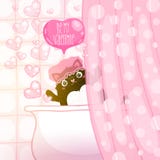 Lyckligt valentindagkort med katten stock illustrationer Lyckligt valentindagkort med katten stock illustrationer