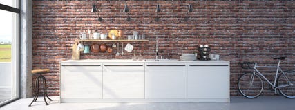 Lyxig kökinre för modern design framförande 3d royaltyfri fotografi Lyxig kökinre för modern design framförande 3d royaltyfri fotografi