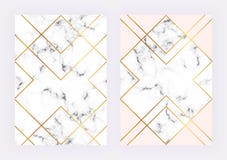 Lyxiga gifta sig mallar med marmorerar geometrisk design med polygonal guld- linjer Modern backgrond för inbjudan, bröllop stock illustrationer Lyxiga gifta sig mallar med marmorerar geometrisk design med polygonal guld- linjer Modern backgrond för inbjudan, bröllop stock illustrationer