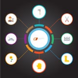 Látex plano de los iconos, cortacésped, tijeras y otros elementos del vector El sistema de símbolos planos de los iconos de la ag stock de ilustración Látex plano de los iconos, cortacésped, tijeras y otros elementos del vector El sistema de símbolos planos de los iconos de la ag stock de ilustración