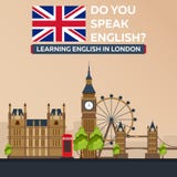Lära engelska i London London sity Utbildning i England Plan design stock illustrationer Lära engelska i London London sity Utbildning i England Plan design stock illustrationer