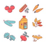 Légumes avec le presse-fruits et le presse-fruits Photos libres de droits