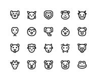Línea animal iconos de la cara stock de ilustración Línea animal iconos de la cara stock de ilustración