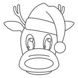 Línea cabeza blanco y negro del reno del arte en sombrero ilustración del vector Línea cabeza blanco y negro del reno del arte en sombrero ilustración del vector
