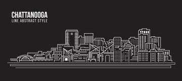 Línea de fachada del paisaje urbano diseño del ejemplo del vector del arte - ciudad de Chattanooga stock de ilustración Línea de fachada del paisaje urbano diseño del ejemplo del vector del arte - ciudad de Chattanooga stock de ilustración