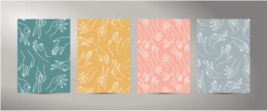 Línea de la mano de la mujer mostaza del extracto, rosada, menta, fondo azul Textura del vector de manos femeninas stock de ilustración Línea de la mano de la mujer mostaza del extracto, rosada, menta, fondo azul Textura del vector de manos femeninas stock de ilustración
