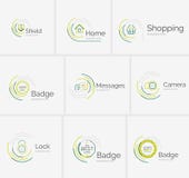 Línea fina colección aseada del logotipo del diseño stock de ilustración Línea fina colección aseada del logotipo del diseño stock de ilustración