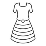 Línea fina icono del vestido La señora viste el ejemplo del vector aislado en blanco Diseño del estilo del esquema del vestido, d libre illustration Línea fina icono del vestido La señora viste el ejemplo del vector aislado en blanco Diseño del estilo del esquema del vestido, d libre illustration
