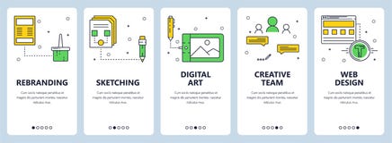 Línea fina moderna del vector rebranding el sistema vertical de la bandera del web ilustración del vector Línea fina moderna del vector rebranding el sistema vertical de la bandera del web ilustración del vector