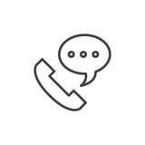 Línea icono, muestra del vector del esquema, pictograma linear de la llamada de teléfono del estilo aislado en blanco ilustración del vector Línea icono, muestra del vector del esquema, pictograma linear de la llamada de teléfono del estilo aislado en blanco ilustración del vector