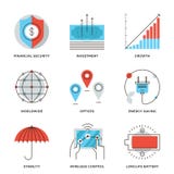 Línea iconos de los elementos del negocio global fijados ilustración del vector Línea iconos de los elementos del negocio global fijados ilustración del vector