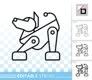 Línea negra simple icono del perro del robot del vector stock de ilustración Línea negra simple icono del perro del robot del vector stock de ilustración