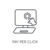 Lön per linjär symbol för klick Modern översiktslön per klicklogo lurar royaltyfri illustrationer Lön per linjär symbol för klick Modern översiktslön per klicklogo lurar royaltyfri illustrationer