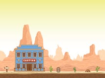 Lös gammal västra kanjonbakgrund med cantinaen vektor illustrationer Lös gammal västra kanjonbakgrund med cantinaen vektor illustrationer