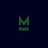 M monogram. Music logo. Green letter M like equalizer. royalty free illustration M monogram. Music logo. Green letter M like equalizer. royalty free illustration