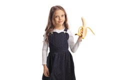 Mała dziewczynka trzyma banana Obraz Royalty Free Mała dziewczynka trzyma banana Obraz Royalty Free