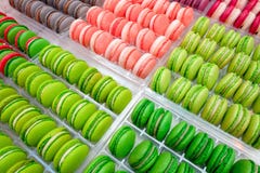 Macarons in an vitrine showed. Royalty Free Stock Photo Macarons in an vitrine showed. Royalty Free Stock Photo