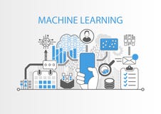 Machine learning concept with hand holding modern bezel free smartphone vector illustration Machine learning concept with hand holding modern bezel free smartphone vector illustration